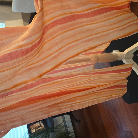 NWT Striped Beach Swim Maxi Dress Cover Up Pink Orange White XXL - Picture 7 of 11